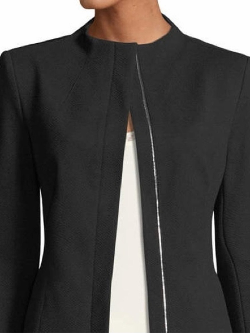 Theory Womens Sculpted Jacket Knit Twill 2 Dark Gray petite